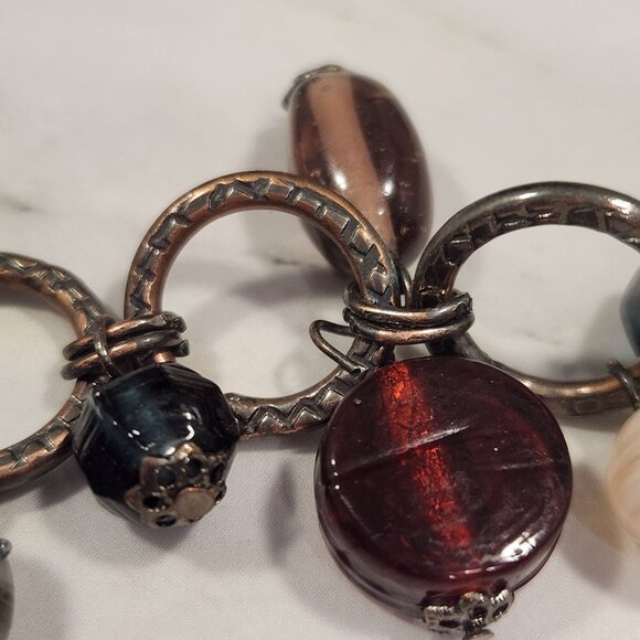 Premier Designs Necklace Art Glass Swirl Gun Metal Bohemian Charm Bead - Picture 6 of 10